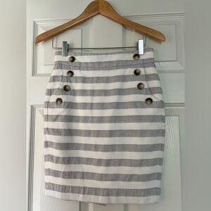 Loft 00P pencil skirt striped gray and white
